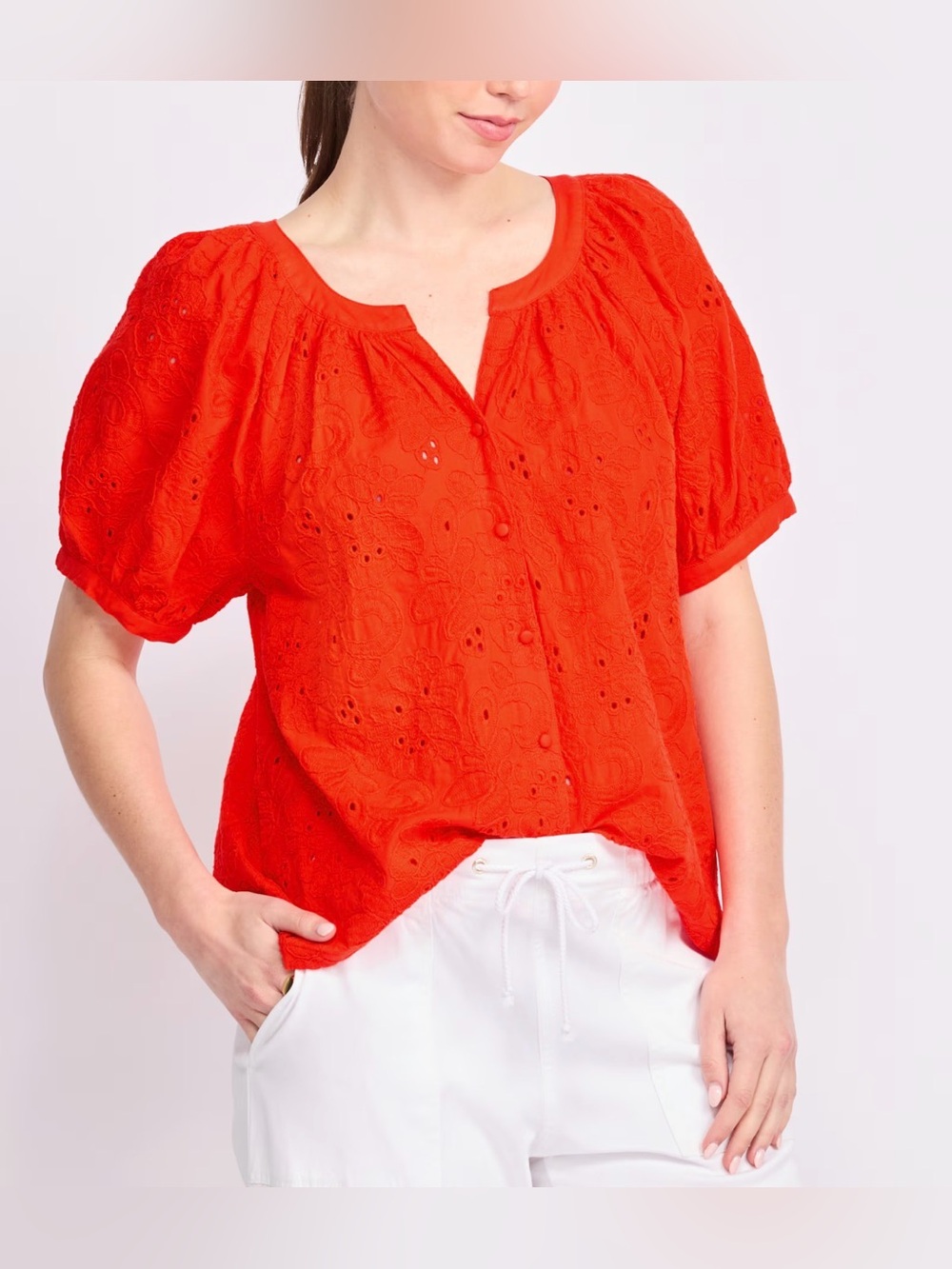 Lucky & Coco Robin Embroidered Blouse Orange XL NWT STITCH FIX